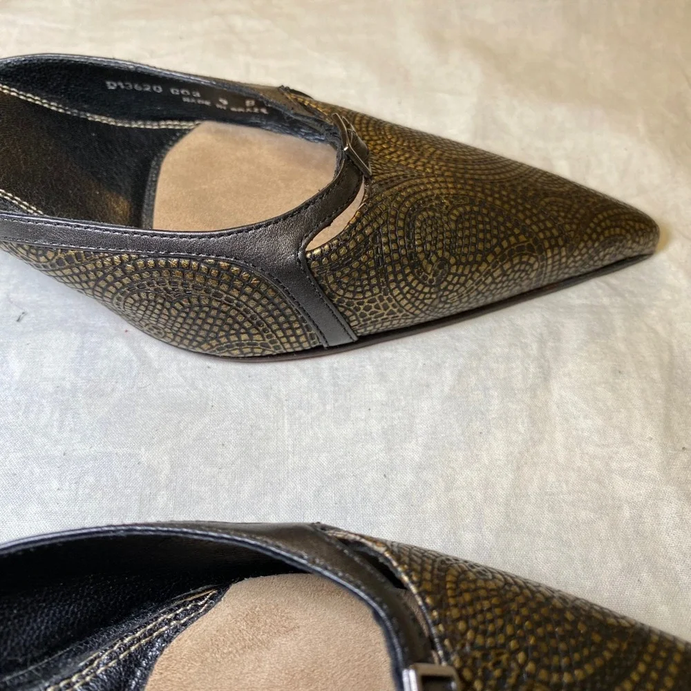 Cole Haan City Women's Mule Heels 9B Bronze Black Leather‎ Pointed Toe
